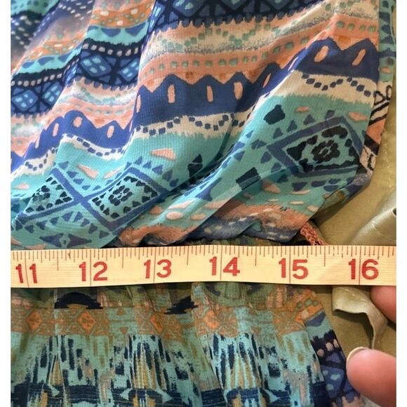 City Triangles Aztec Cage Front Mini Dress Size XL Aqua Summer Beach Vacation - Picture 5 of 7
